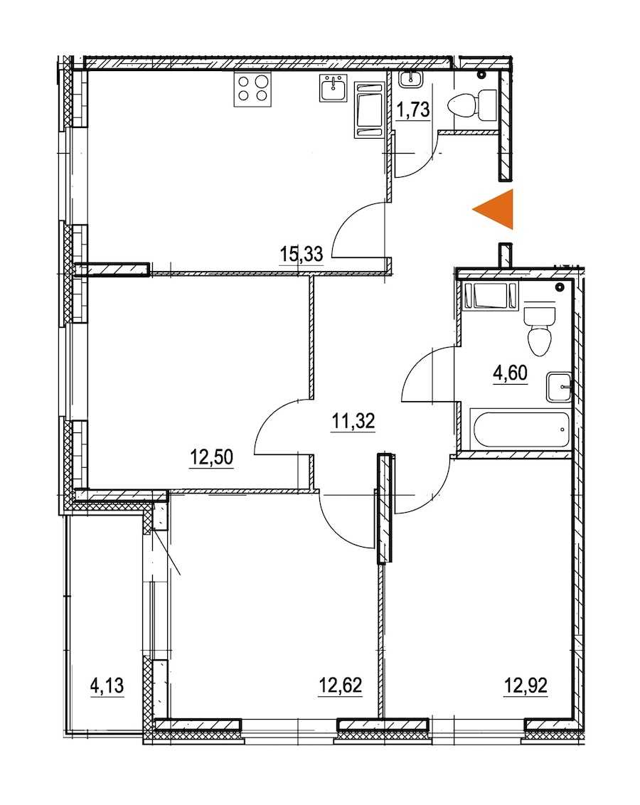 Трехкомнатная квартира в : площадь 73.09 м2 , этаж: 17 – купить в Санкт-Петербурге